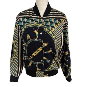 Lacoste Live L!ve Size 40 or US M Scarf Print Jacket Snap Front Sports Pockets